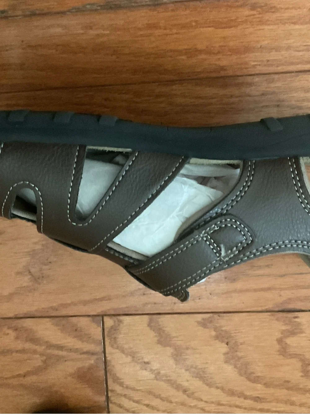 Men's Brown Wonder Nation Sandals with White Stitching
